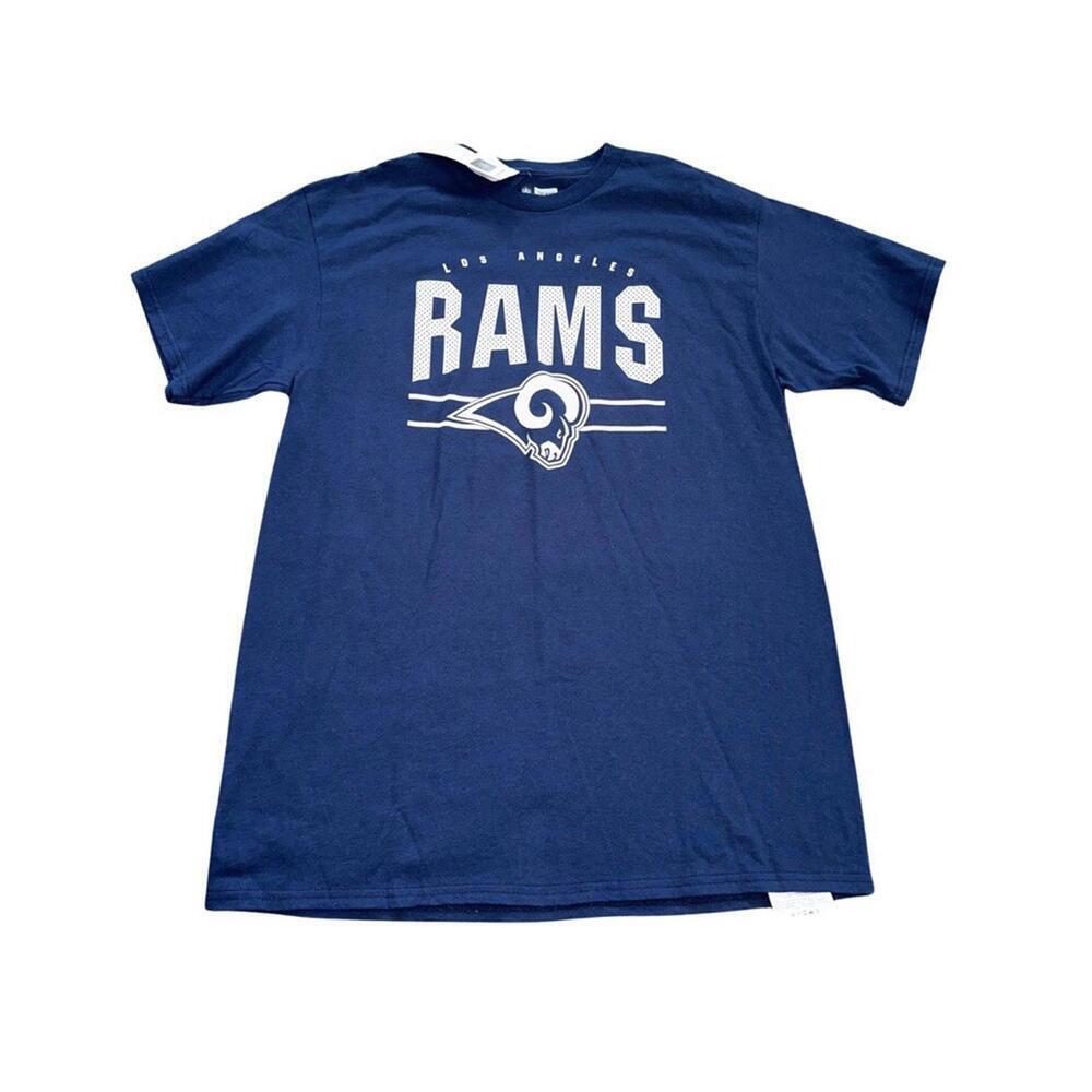 LA Rams T Shirt Mens Size M Blue NFL Football Majestic Short Sleeve Adults L